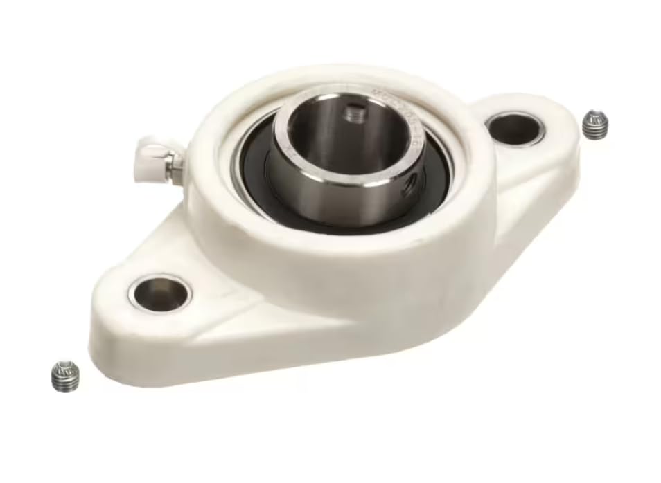 Fits Aerowerks MUC205-16 Flange Bearing, 1", 2 Bolt White Plastic Housing with Grease Nipple