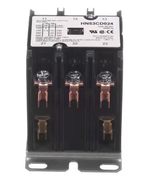 Fits Carrier HVAC C0621 G Contactor, 24 Volt Coil, 50/60HZ, 40 Amp 3 Pole for 48NVT042 600BE, 38TUA036 920, 38AK 008 100