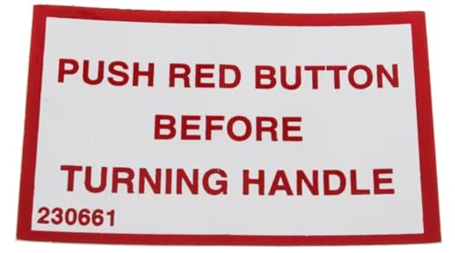 Fits Alliance Laundry Systems 230661 Decal Push Red Btn for DC20AC2, DC20NC2, DC25NC2
