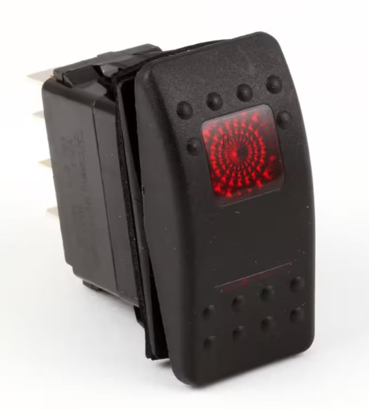 Fits Cleveland 1245 R Rocker Switch, On/Off/On, 10A, Lighted Red for SEL-30-T1, SEL-40-T1, SEL-T1