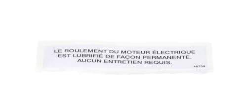 Fits Henny Penny 46754 Label, Electric Motor, French